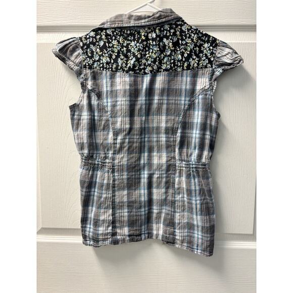 Vintage Western Style Shirt By Brand Passport Plaid And Floral Large Retro - Picture 4 of 5